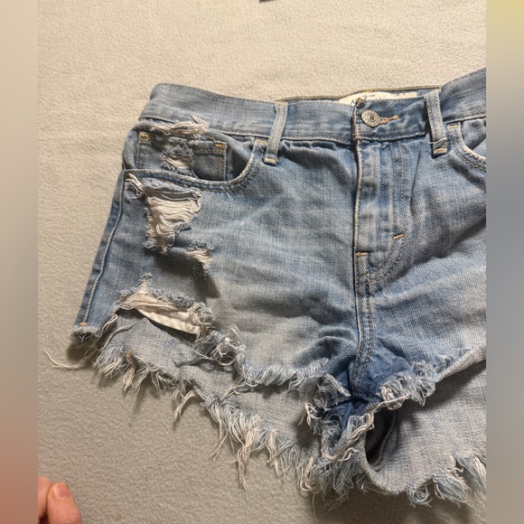 Abercrombie & Fitch Light Blue Distressed Denim Cutoff Shorts size 28 - Picture 3 of 13